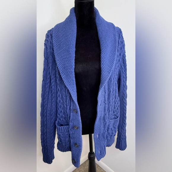 Brooks Brothers preppy cable knit cardigan sweater shawl collar button close M - Picture 12 of 13